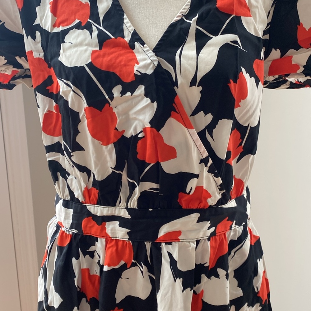 Maxi short sleeve wrap style womens size medium dress flowered picnic party - Picture 3 of 12